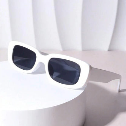 🍒Rectangle sunglasses fashion popular sun glasses for women unisex square shades white Summer traveling shades eyewear uv400 protection Shade In The Cool