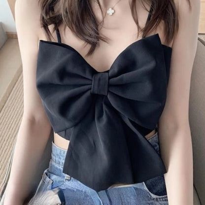 🍒Big bow cami top sweet girly fashion all-match vacation wear casual comfy crop top smart casual clothes for women Gift This Big Bow Present To Yourself