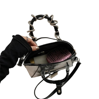 🍒Designer luxury bags for women crocodile pattern grab bag with top-handle hardware wild shoulder crossbody handbag with snake design  Sweet Slippy Snakey