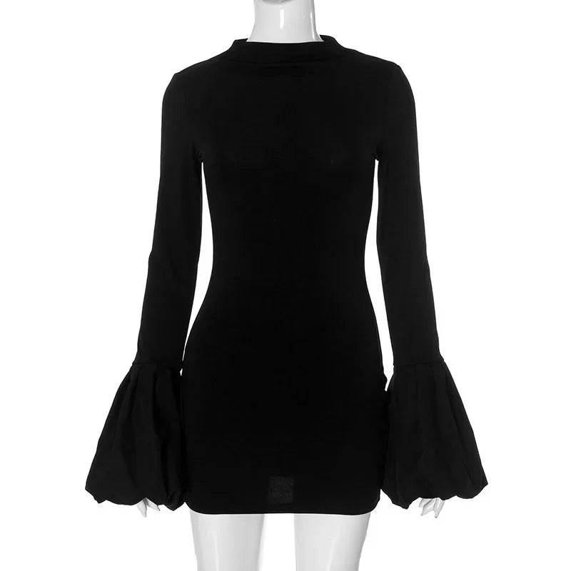 🍒Long sleeve mini dress high waisted club party a- line bodycon fashion clothing occasionwear for women Bella Bell