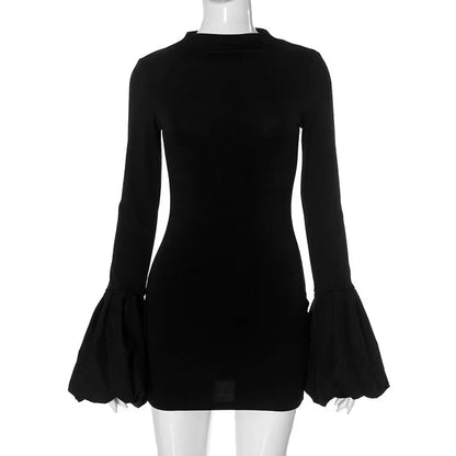 🍒Long sleeve mini dress high waisted club party a- line bodycon fashion clothing occasionwear for women Bella Bell
