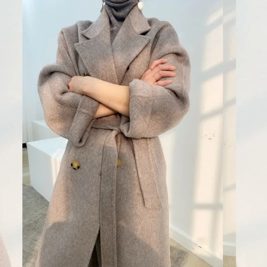 🍒Cashmere and wool coat thick double-sided two in one coat fashion for women beautiful Suit Jackets With Belt No Pulling The Wool Over Your Eyes With This Cashmere