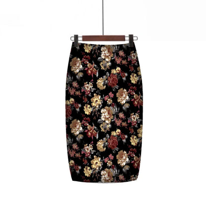🍒 flower print pencil skirt bodycon slim midi skirt short floral print fashion smart casual women feminine clothes