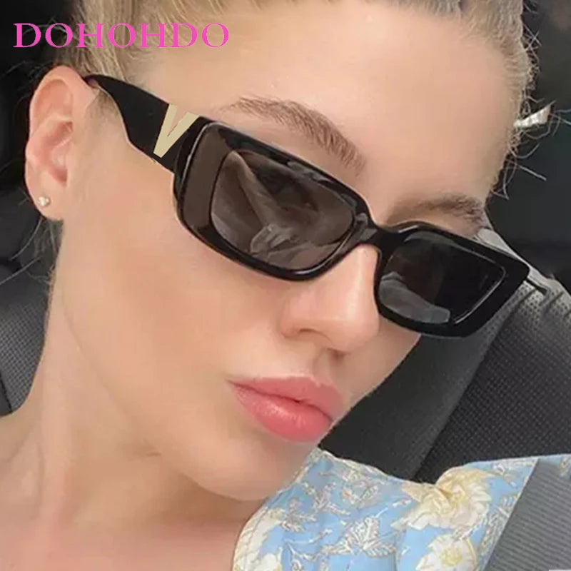 🍒Trendy rectangular sunglasses for womens shades unisex designer sunshade outdoor driving glasses for summer travelling sun glasses UV400 protection Trusty Trendy