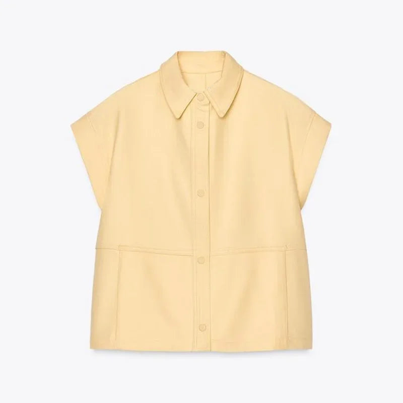 🍒Street style vest outfit with wide leg pants and short sleeve oversized jacket sets collar single-breasted waistcoat  women wide leg trousers summer casual outfits No PANTing in This SLEEVELESS