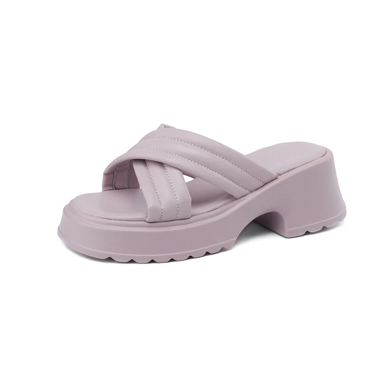 🍒Womens casual sandals thick sole beach shoes summer mules  fashion platform slippers Large Size shoes 33-43