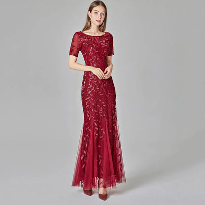 🍒Sequin maxi cocktail dress long bridesmaid prom outfit for special occasion party club bodycon vintage style clothing You'll Fish This Mermaid Out Time &Time