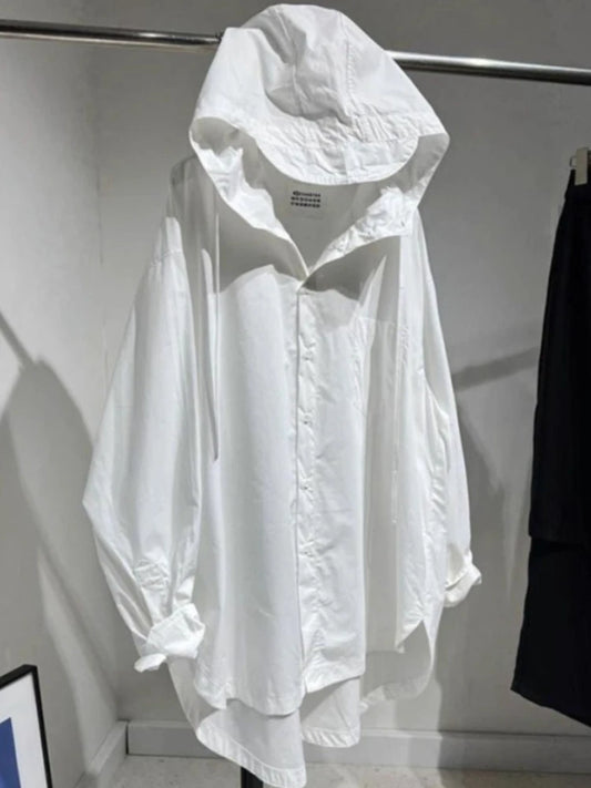 🍒Fashion tops oversized hooded blouse white long sleeve clothes for women shirt jacket casual wear fashion basic light weight jacket