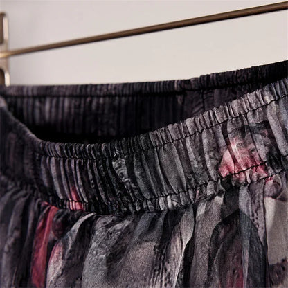 🍒Vintage bohemian long skirt full elegant chiffon fashion beach wear smart casual women high waist maxi skirt outfit summer Clothing Fill Your Basket With Roses