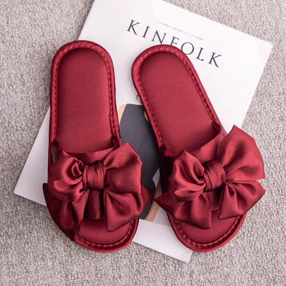 🍒Wedding slippers peep toe bedroom home sandals bride bridesmaid Newlywed Celebration shoes with silk bow smart casual slides for women luxury high end shoes Slipp -her A Gift And Gift Yourself