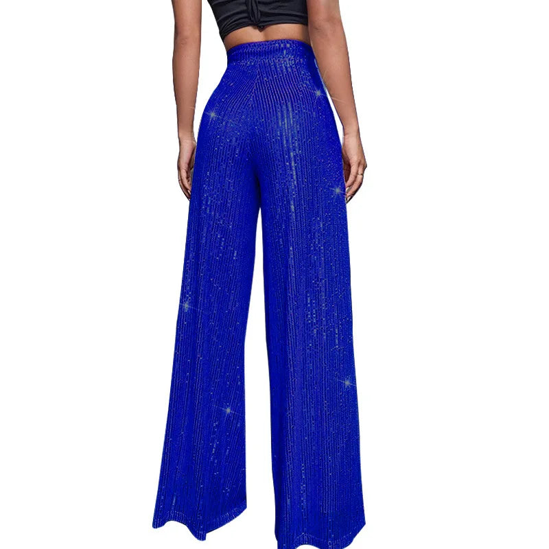 🍒High waist sequin flare pants sparkle loose casual wide leg trousers bell bottom trousers glitter clubwear party wear  Alls Flare In Glitz And Glam