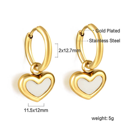 🍒Trendy jewellery stainless steel jewlry oil drip 18K gold plated hoop earrings butterfly shell bee heart earrings smart casual accessories