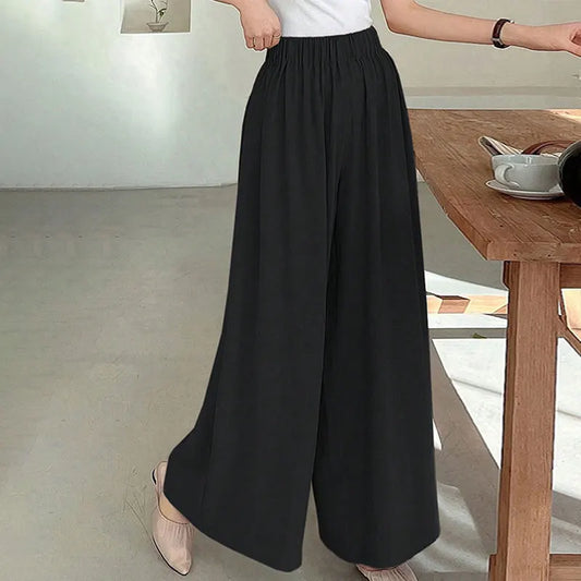 🍒Fashion trousers smart casual jersey pants black clothing elegant wide leg pants female versatile clothing Widen Your Wardrobe With A Wide Leg
