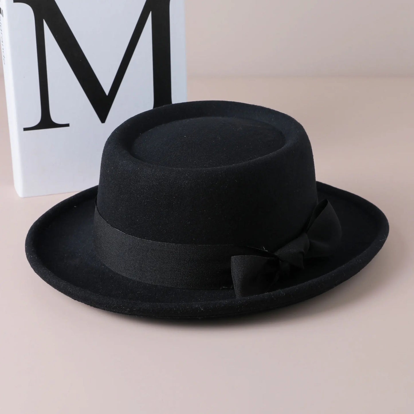 🍒Women's fall and winter hat wool felt fedora with side bow classic italian style hat rolled brim flat top fashion headwear  FED Up with DORA stealing your HATS get this and hide in your cool closet