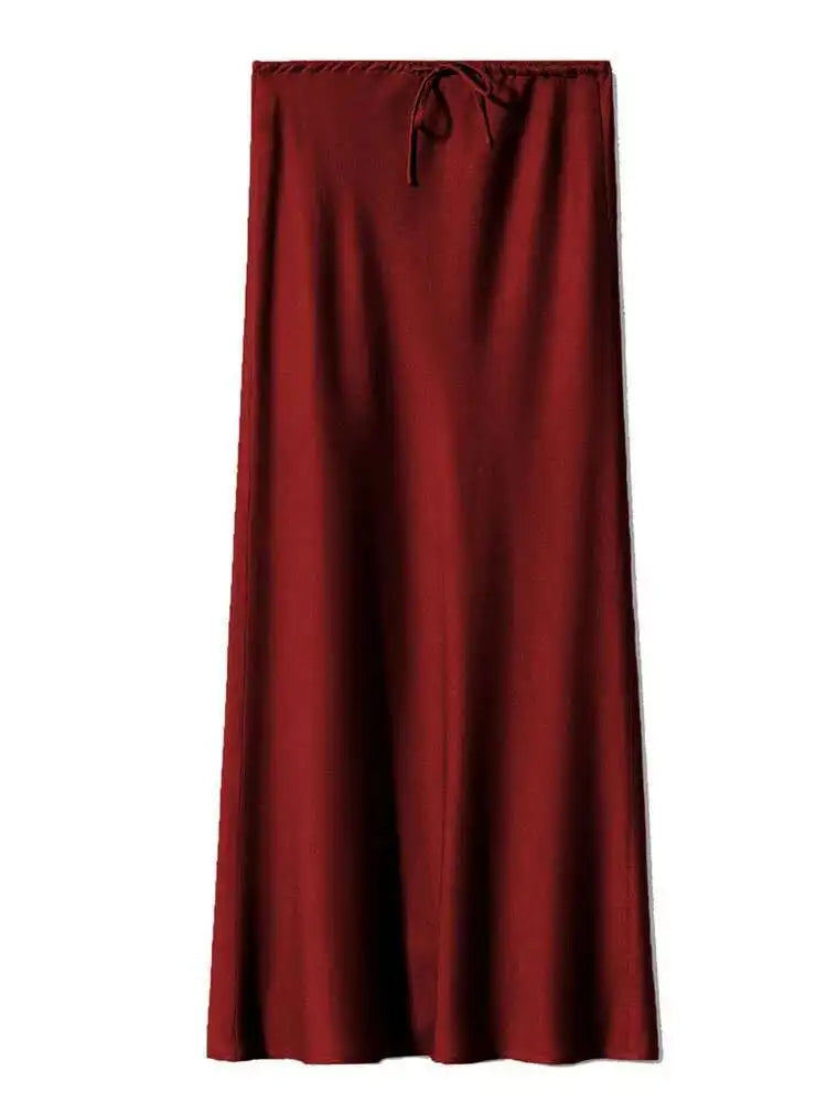 🍒Long satin skirts maxi for women straight elegant silky skirts long elasticated waist Put This Jewel In The Crown Of Your Wardrobe