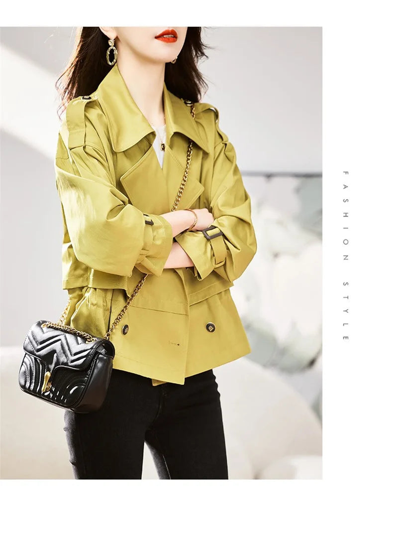 🍒Short Windbreaker Jacket for women's spring and autumn popular trench style high-end casual fashion outerwear Don’t WIND up with boring jackets take a BREAK(er)