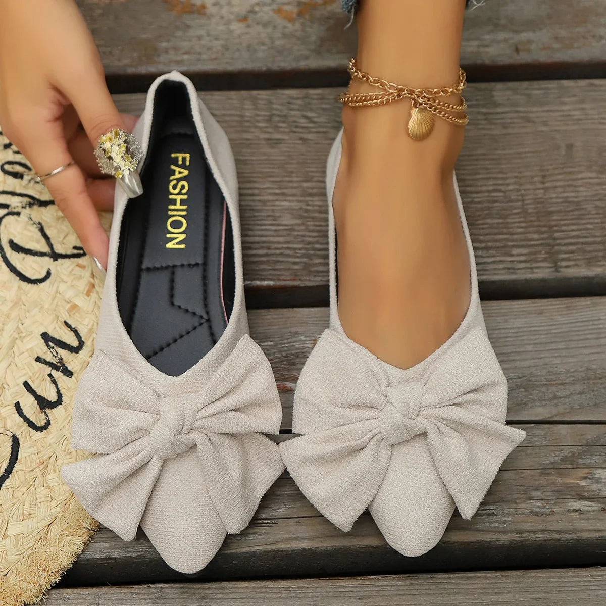 🍒Bow shoes flat fashion footwear comfortable and versatile genuine suede women's shoes smart casual simple wear-resistant flat occasion footwear for partes bottom bow outdoor slippers Walk BOW-ldly In Your Bows