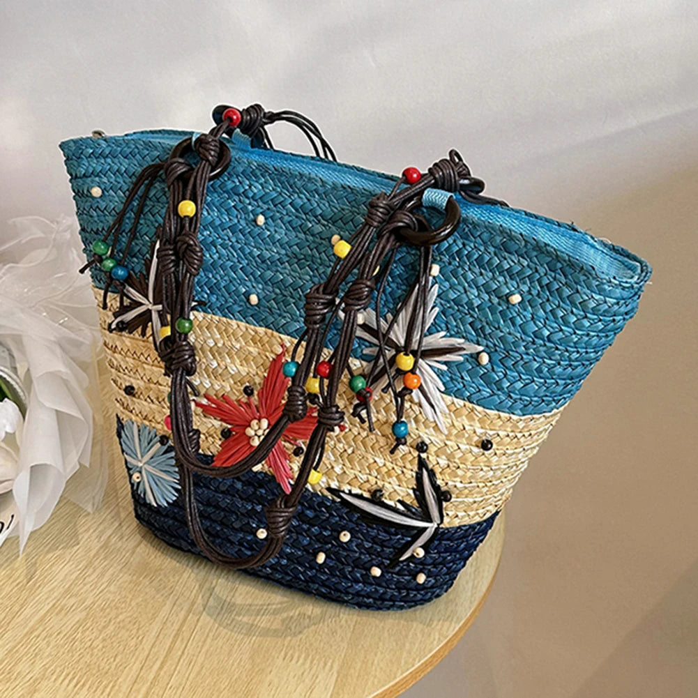 🍒Starfish wicker bag hand-embroidered beaded bohemian straw straw bag summer fashion beach bag casual seaside beach party accessories