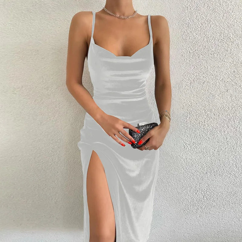 🍒Velvet sleeveless slip maxi dress fashion evening party wear women elegant midaxi female Y2K summer clothing Pile Up  On Your Velvet