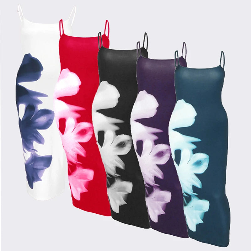 🍒Summer print maxi dresses camisole fashion sleeveless clothes for women backless outfit bodycon maxi smart casual clothing club wear party occasion wear Get on the hot girl SIDE with big FLOWERS