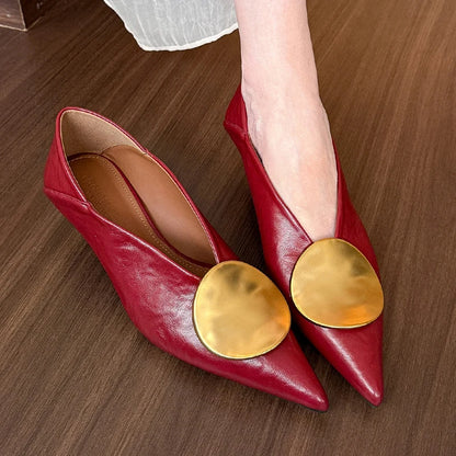 🍒Luxury gold shoes for women kitten heel shoes pointed toe foot wear low heel designer shoes fashion pumps DISCover these you wont be disaPOiNTed
