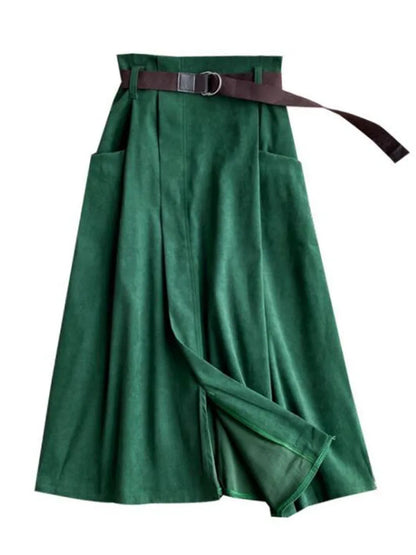 🍒Casual skirts high waisted solid smart casual womens irregular fashion with pockets midi simple elegant a-line Every Day Irregular
