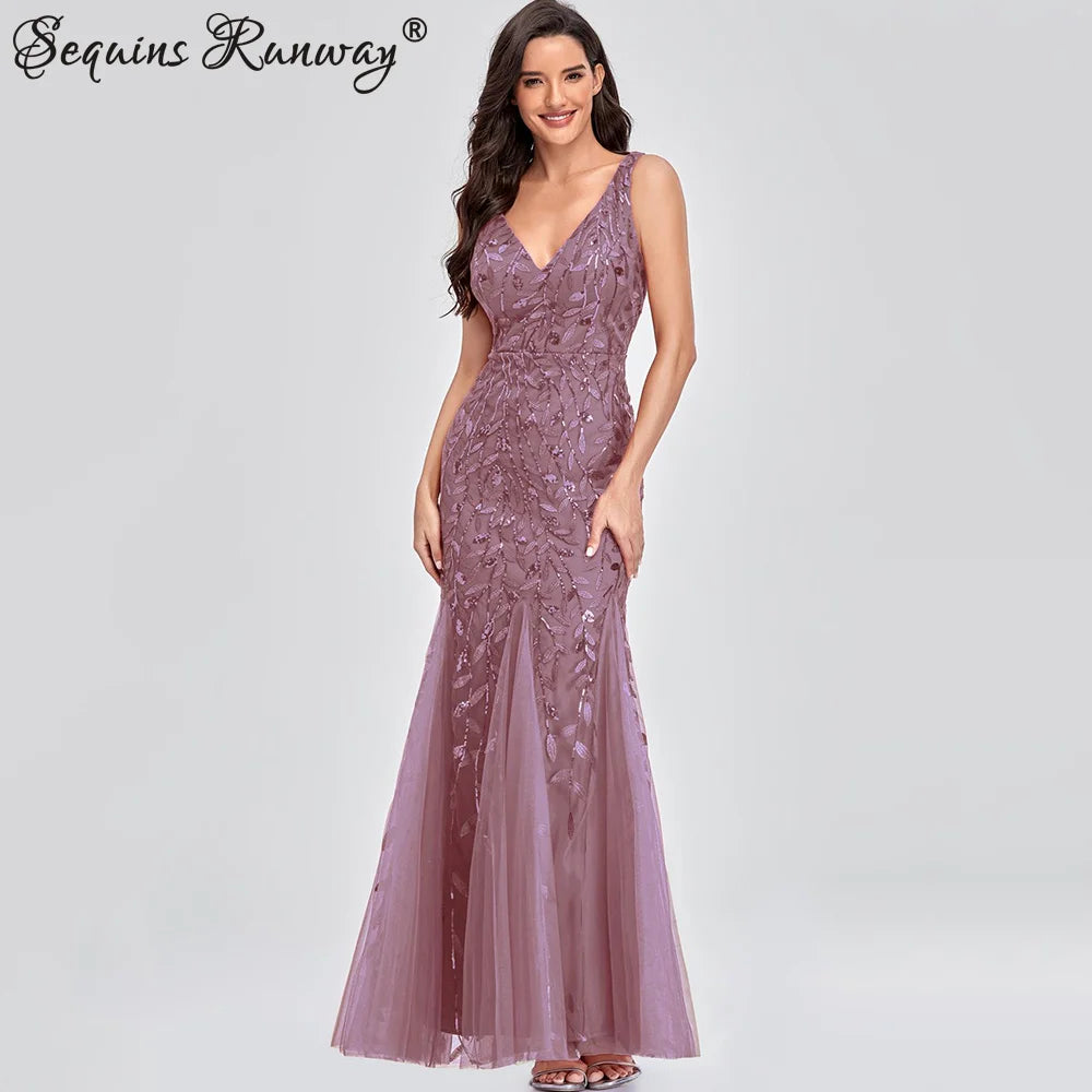 🍒Sequin maxi cocktail dress long bridesmaid prom outfit for special occasion party club bodycon vintage style clothing You'll Fish This Mermaid Out Time &Time