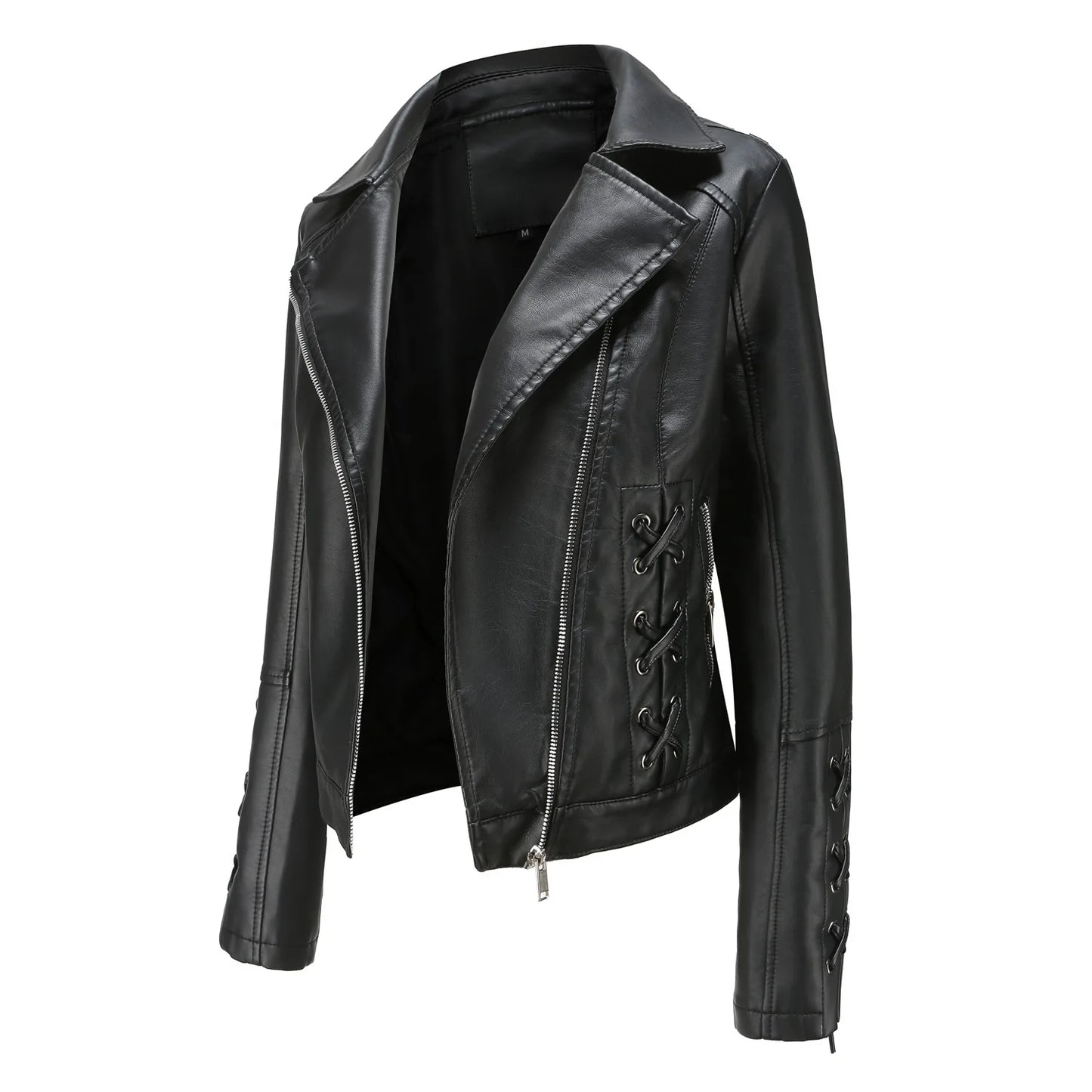 🍒Pu motorcycle jacket womens faux leather coat autumn and Winter fashion long sleeve crop outtrwear for women Get This Moto Speedy