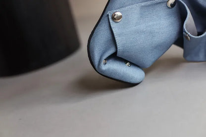 🍒Denim boots for Women blue multi snap-fastener pleated shoes with zip wide calf length boots winter footwear Cute Cowboy