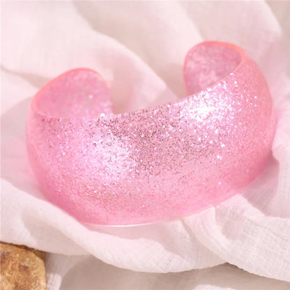 🍒Black and white striped wide bangle thick resin C shape open cuff bangle for women suitable holiday costume jewellery