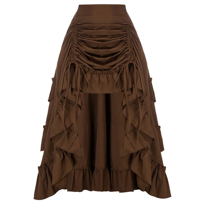 🍒Women vintage renaissance skirt ruffle elastic waist irregular fashion midi outfit occasion party wear Turn Around Your wardrobe with renaissance Style