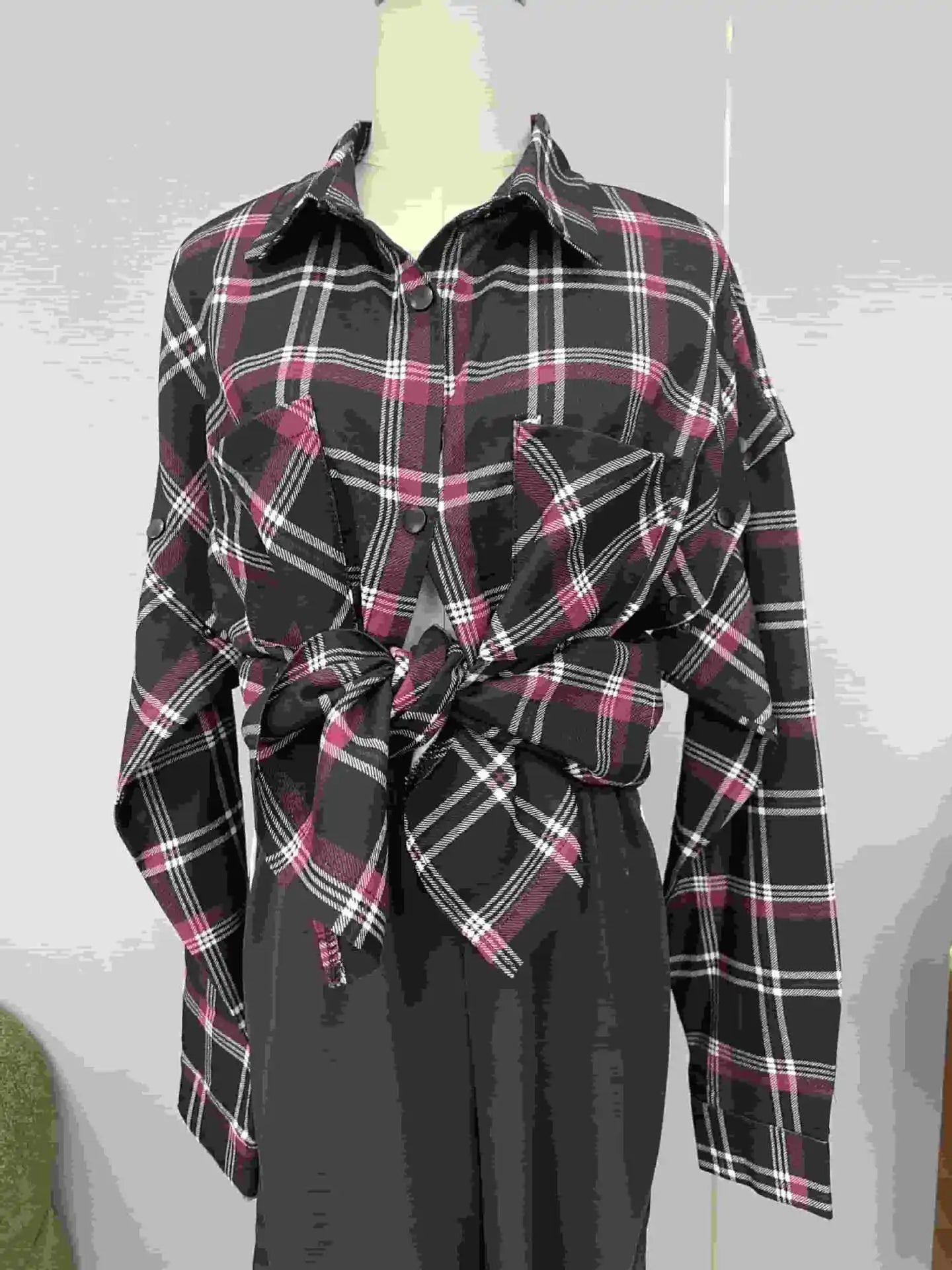 🍒Women's spring shirt Jacket checkered short-sleeved pocket retro luxurious chic trendy minimalist fashion check blouse designer comfy style clothing Dont Be Stale Mate Get This Checkers