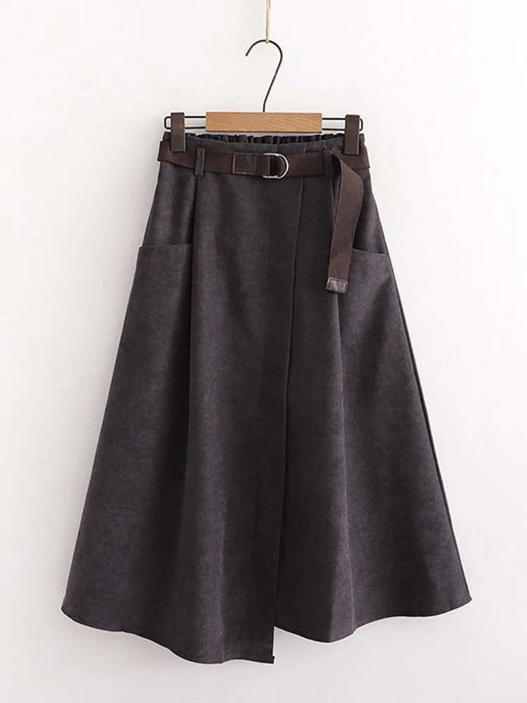 🍒Casual skirts high waisted solid smart casual womens irregular fashion with pockets midi simple elegant a-line Every Day Irregular