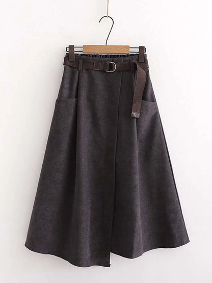 🍒Casual skirts high waisted solid smart casual womens irregular fashion with pockets midi simple elegant a-line Every Day Irregular