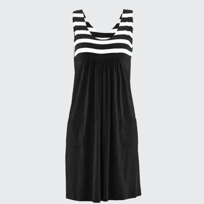 🍒Fashion striped dress vest style summer outfit with pockets loose sleeveless beach wear for women’s solid clothing for holiday casual wear  SHORELY Sweet Stripes