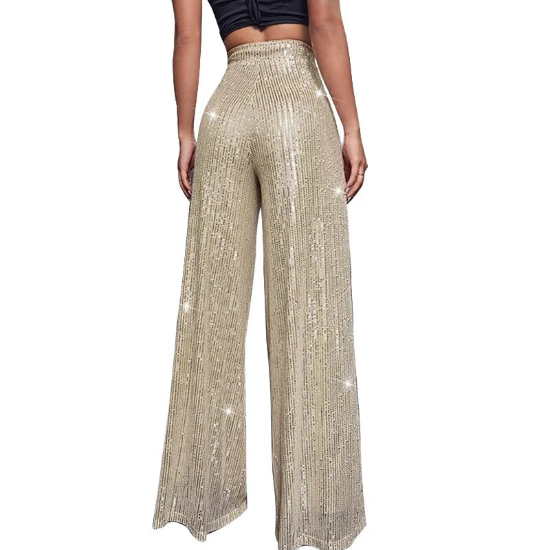 🍒High waist sequin flare pants sparkle loose casual wide leg trousers bell bottom trousers glitter clubwear party wear  Alls Flare In Glitz And Glam