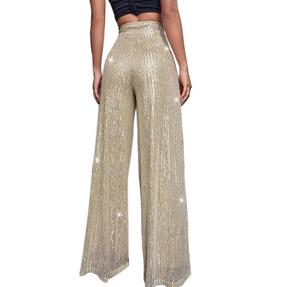 🍒High waist sequin flare pants sparkle loose casual wide leg trousers bell bottom trousers glitter clubwear party wear  Alls Flare In Glitz And Glam