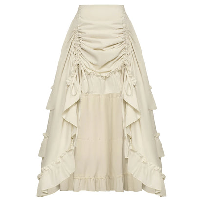 🍒Women vintage renaissance skirt ruffle elastic waist irregular fashion midi outfit occasion party wear Turn Around Your wardrobe with renaissance Style