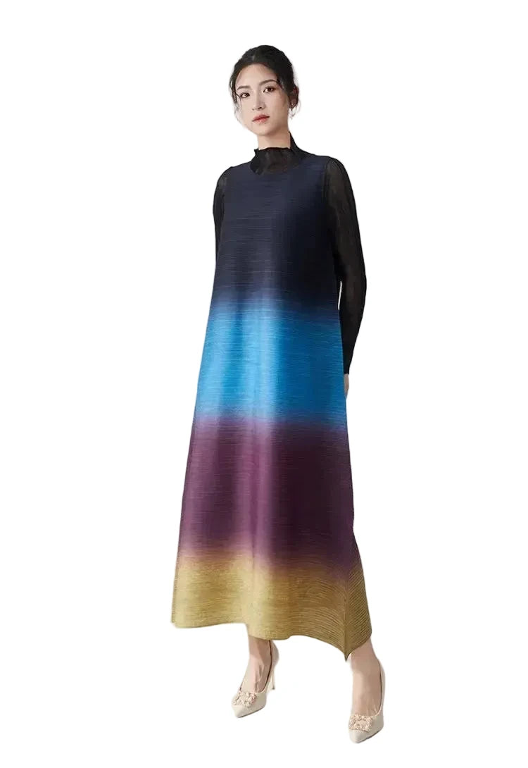 🍒Women's high-end clothing dress sleeveless long loose outfit gradual colour ombre fashion wear sleeveless loose long dress for party occasion wear  Gravitate To Gradual