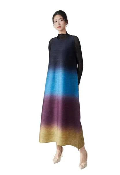 🍒Women's high-end clothing dress sleeveless long loose outfit gradual colour ombre fashion wear sleeveless loose long dress for party occasion wear  Gravitate To Gradual