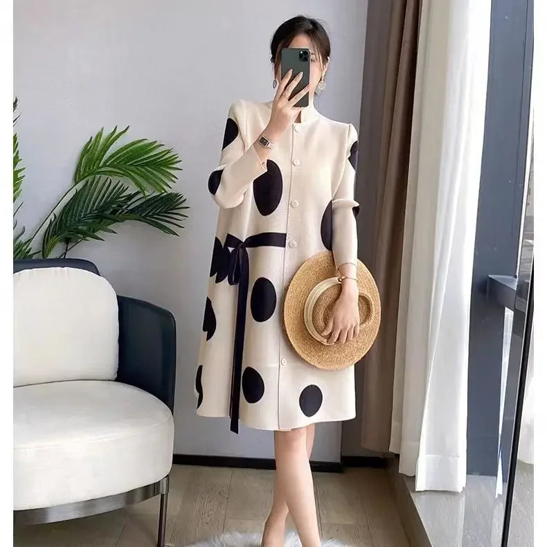 🍒Coat dress for wedding stylish long jacket single-breasted spring autumn spotty outfit chic designer outerwear ladies coat designer outerwear for women