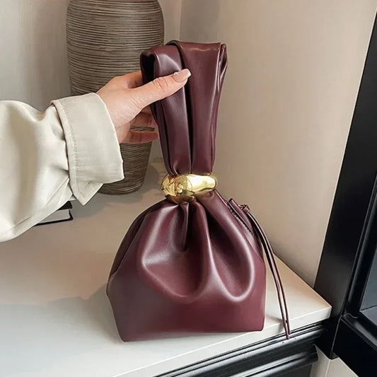 🍒Soft clutch bag luxury designer women's Mini Bucket Pouch temperament side zipper party evening bags Get This SWEET WRAPPERed