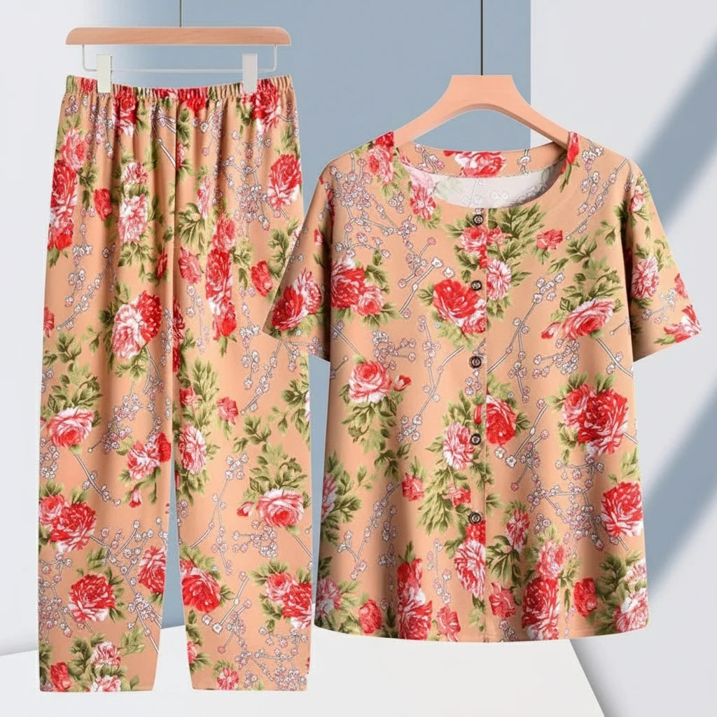 🍒Pants and t-shirt pyjamas set cotton short pants and t-shirt loungewear top and trousers home wear clothing Sleepwear for women 2 piece sleep set TOP up your PANTS and TEE and you will be SET