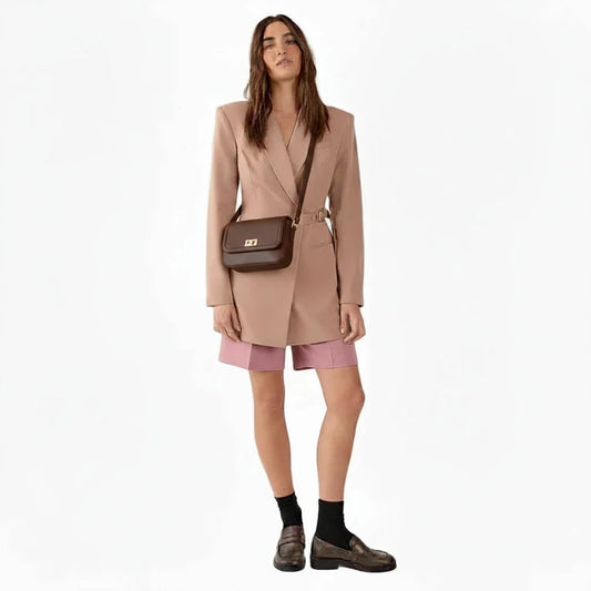 🍒Collar blazer dress womens dress with belt urban Waist-fit side belt design chic clothing for women pocket full sleeve solid dresses  Nip Fit Slick Chic