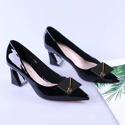 🍒Womens chunky heel pumps pointed toe shoes for women high heel footwear for occasions party shoes