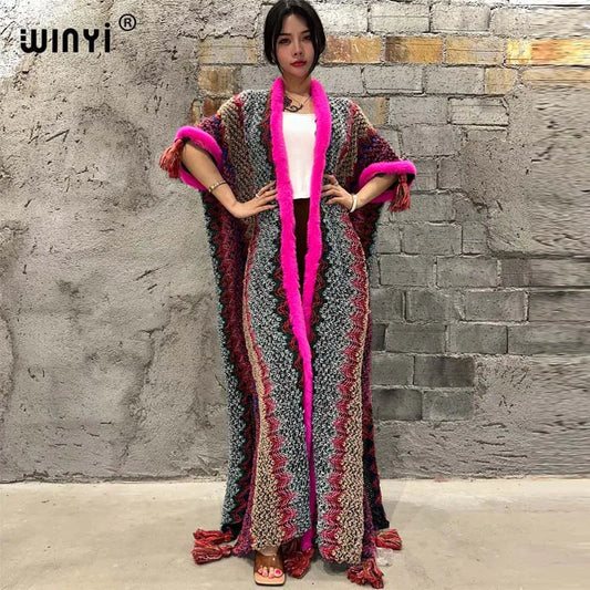 🍒Cardigan coat women winter wear tassel knitted coat winter womenpartywear coat maxi fashions cold weather clothes party coat thick warm free size female kaftan Warm Up To Pink