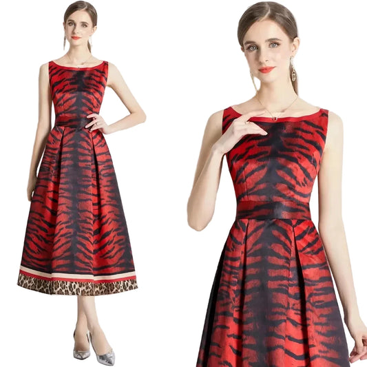 🍒Designer fashion dress floral print clothing vintage a line party wear outfit for women birthday dinner retro runway occasion wear  make ARRANGEMENTs for these FLOWERs
