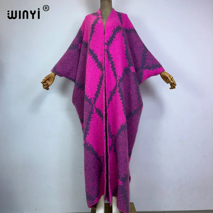 🍒Fashion poncho loose fashion print knitted coat neutral loose thick comfortable womens warm fover coat knitted poncho maxi long jacket You'll Get aLONG with A PONCHO