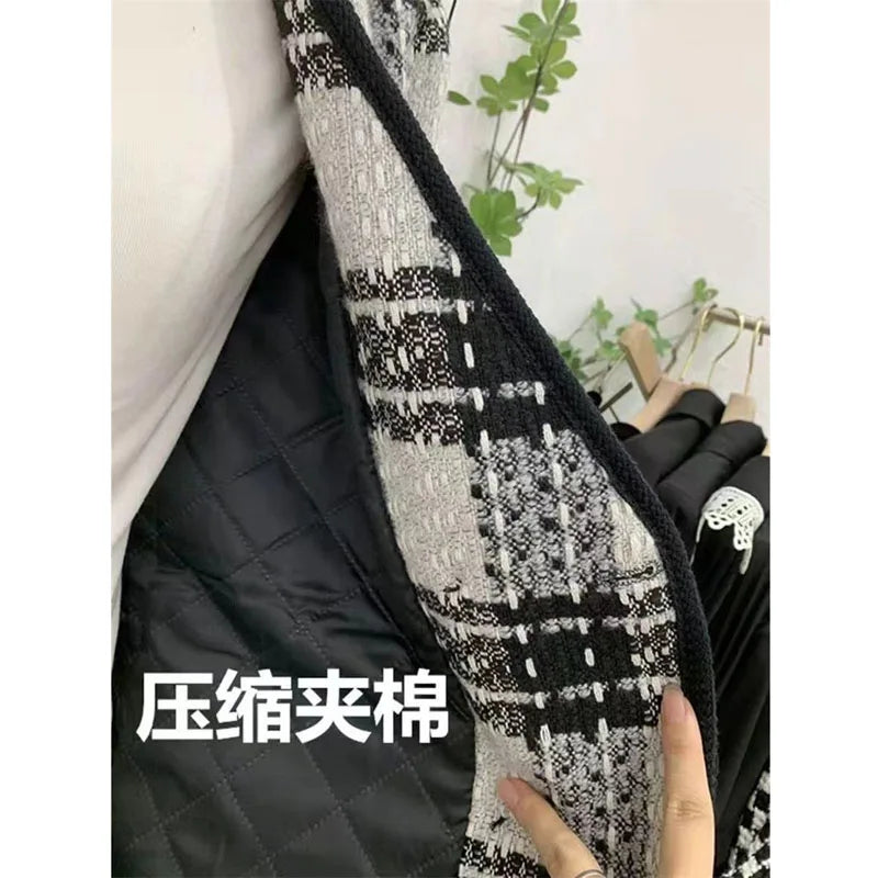 🍒Quilted lining jacket womens designer o-neck contrast tweed top Loose Fashion Versatile Coat Women Channel Likes This So Will You