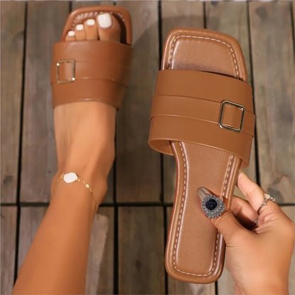 🍒Women summer sandals outside slippers soft elegant sliders slip on women’s shoes smart casual flats Classy Casual